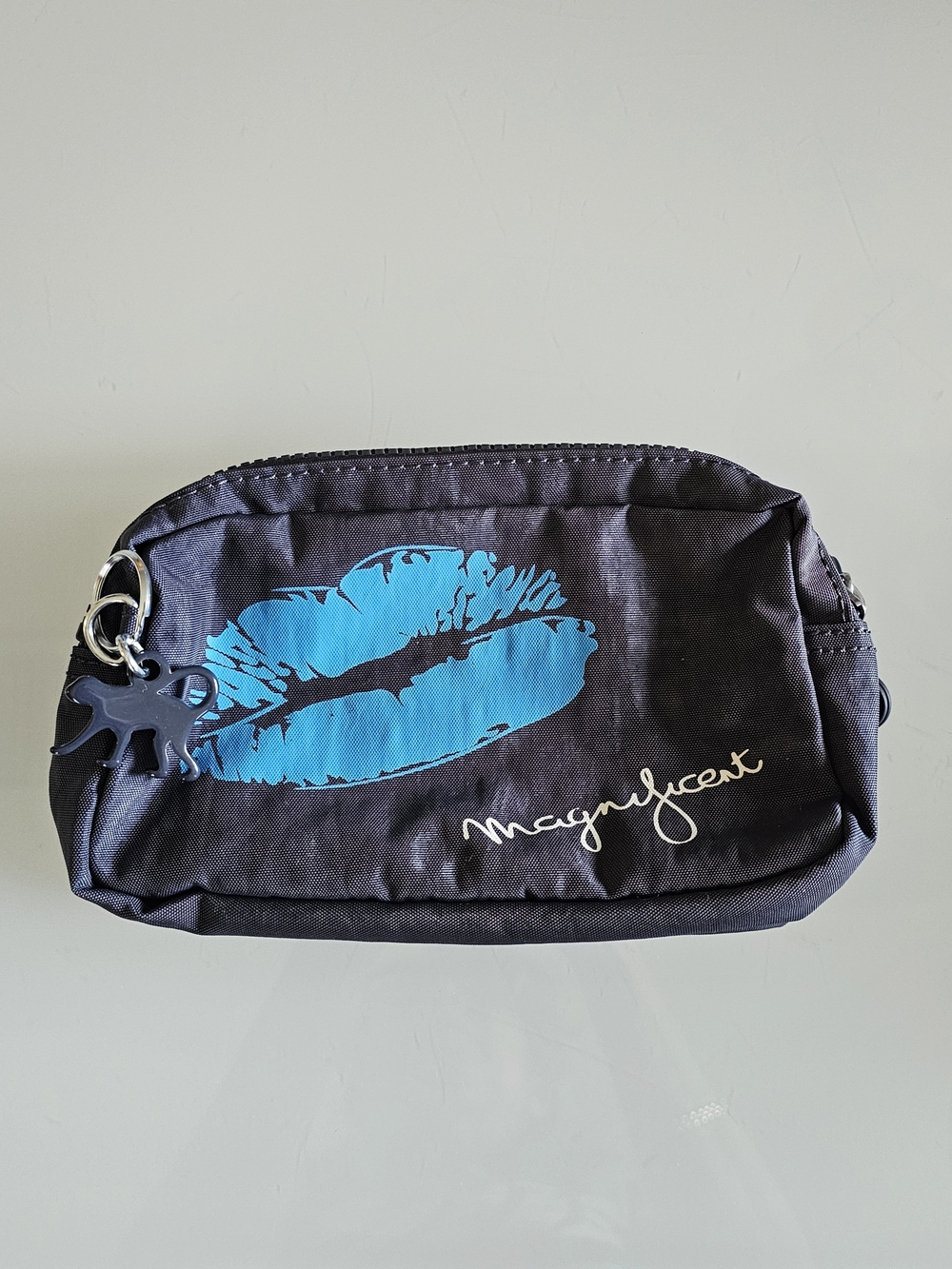 Kipling "Magnificent" Blue Lips Makeup Pouch / Cosmetic Bag